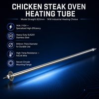 Élément chauffant pour four à steak de poulet OEM, 1KW, 110V, SS201, 16mm, chauffage tubulaire droit pour plaque de cuisson commerciale pour steak de poulet, 820mm