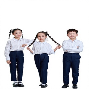 Camisa Escolar Blanca de Poliéster de Primera Calidad para Niños y Niñas, Manga Corta |   Personalización OEM y RTS Disponible - Product Image 1