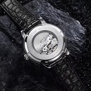 Reloj Mecánico de Lujo para Hombre con Incrustaciones de Moissanita, Caja de Acero Inoxidable, Fase Lunar, Cristales de Zafiro, Pantalla de Cristal - Product Image 3