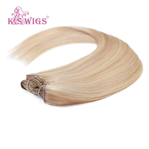 K.SWIGS P18-613 #   Extensions de cheveux blondes avec mèches, à clipser, en cheveux humains Remy naturels, lisses, 12-28 pouces, 100 g/7 pièces, trame à clipser - Product Image 2