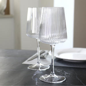 北欧简约立式粒密瓦楞玻璃红酒杯白葡萄香槟果汁甜点杯 - Product Image 6