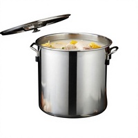 Marmite à soupe et riz multifonctionnelle classique en acier inoxydable pour hôtels, grande capacité, épaissie, avec couvercle, compatible gaz et induction
