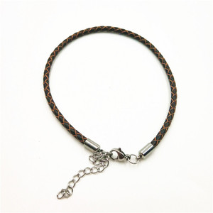 European American Style Cowhide Woven <b>Bracelet</b> 3mm <b>Red</b> Rope Stainless Steel Buckle Adjustable Unisex Jewelry - Product Image 4