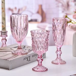 Calici da Vino Classici Kaly da 240ml/300ml Senza Piombo, Durevoli, con Vari Motivi, <span class=keywords><strong>Blu</strong></span> Cielo e Rosa, per Matrimoni, Eventi e Banchetti - Product Image 1