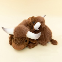 Nouveauté : Peluche réaliste et moelleuse d'animaux sauvages, Yak aux grandes cornes, jouet doux