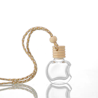 Flacon de parfum vide en verre en forme de pomme de 8 ml et 10 ml avec bouchon en bois, diffuseur de voiture suspendu