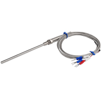 PT100 RTD Sensor Suhu Probe - 10cm panjang, 3-kawat, M8 benang, 1-5m kabel, -50 sampai 400 °C, untuk penggunaan industri