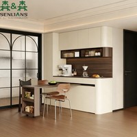 Buffet moderne SLS avec table à manger coulissante, armoire de cuisine extensible, station de bar à café, casier de rangement