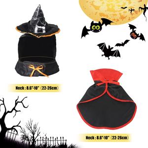 Haustier <span class=keywords><strong>Halloween</strong></span>-Bekleidung Anzug Hundebekleidung mit Hut Cosplay-Kostüm Katze Welpe Feiertags-Zauberer-Set Kleidung - Product Image 5