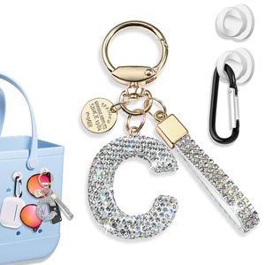 <b>Initial</b> Letter Keychain Accessories for Bogg <b>Bag</b> Bling Sparkly Decorative Letter Charms Key Holder for Bogg Beach Tote <b>Bag</b> - Product Image 5