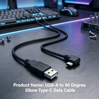 Cable USB a Tipo C de Carga Rápida 3A, Cable de Carga en Forma de L de 90 Grados, para Teléfono, Control de Juegos, Cámara de Coche