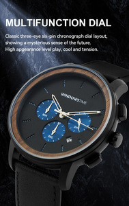 <span class=keywords><strong>Orologio</strong></span> Cronografo al Quarzo <span class=keywords><strong>da</strong></span> Uomo Personalizzato di Alta Qualità con Cinturino in Pelle e Acciaio Inossidabile, Design Semplice e Lussuoso - Product Image 3