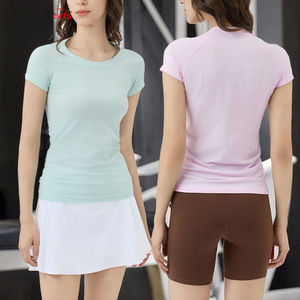T-shirts d'été légers à haute élasticité pour femmes hauts de gymnastique antibactériens Compression respirante évacuation de l'humidité grande taille - Product Image 3