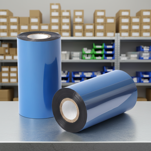 ริบบิ้นถ่ายโอนความร้อนแบบเรซิ่น 55 มม. x 300 ม. หมึกสีดำด้านนอกแกน 1 นิ้ว สำหรับใช้กับเครื่องพิมพ์ฉลากบาร์โค้ด - Product Image 1