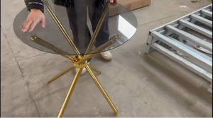 Mới nhất chrome kim loại vòng rõ ràng Tempered Glass Top vòng bàn ăn với Bạc Chân thép không gỉ - Product Image 3