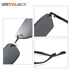 Gafas de sol sin marco Greyjack para mujer, montura metálica, lentes de PC, UV400, ligeras, para conducir, protección solar - Product Image 3