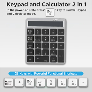 Teclado Numérico Inalámbrico Portátil BT, Teclado de Membrana Delgado con Calculadora para Computadora Portátil y de Escritorio - Product Image 2
