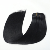 Extensions de cheveux à clips sans couture, fabriquées directement en usine, cheveux humains vierges naturels vietnamiens, noir de jais, invisibles, à clips