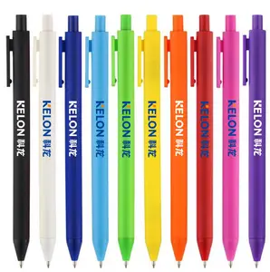 Лучшие объемные пластиковые недорогие разноцветные шариковые ручки с резиновым покрытием с OEM выдвижными Logo-0.5mm гелевыми чернилами с индивидуальным принтом
