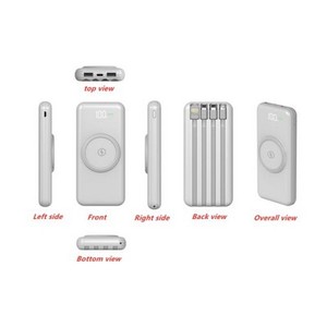 Batterie externe portable à logo personnalisé très vendue, 10000 mAh, avec 4 câbles intégrés et chargeur sans fil - Product Image 2