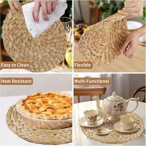 Manteles individuales tejidos de ratán, bases para platos de ratán, manteles individuales de junco marino, manteles individuales redondos de ratán, bases para platos redondas de ratán - Product Image 5