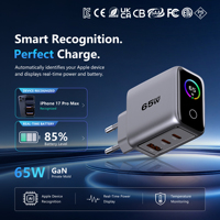 TOMMOX Chargeur rapide GaN 65W, accessoires, chargeur ultra puissant de type C AI pour iPhone, Samsung, Xiaomi, téléphone Android