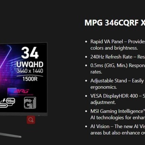 34 pulgadas 240Hz Gaming Monitor Gaming Display Rotating Lifting VA ScreenMPG 346CQRF X24 - Product Image 5