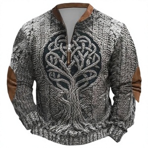 <b>Men</b> Zipper Tops with <b>Hooded</b> Sports <b>Cardigan</b> Casual Regular Fit Solid Knitted Polyester/Cotton Winter Hoodie - Product Image 2