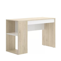 Bureau d'ordinateur modulaire en chêne blanc de 115 cm de large avec 2 étagères latérales, un tiroir long et un espace de rangement pour CPU, idéal pour la maison, le bureau ou la chambre.