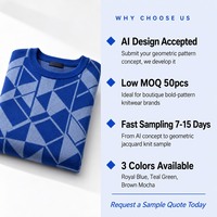Pull-over décontracté pour femme à col rond en jacquard à motifs géométriques, personnalisable OEM, vente en gros, marque privée, faible MOQ, échantillon