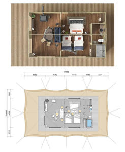 Tente de safari africaine multi-avantages à 2 chambres, maison de luxe pour glamping avec salle de bain - Product Image 6