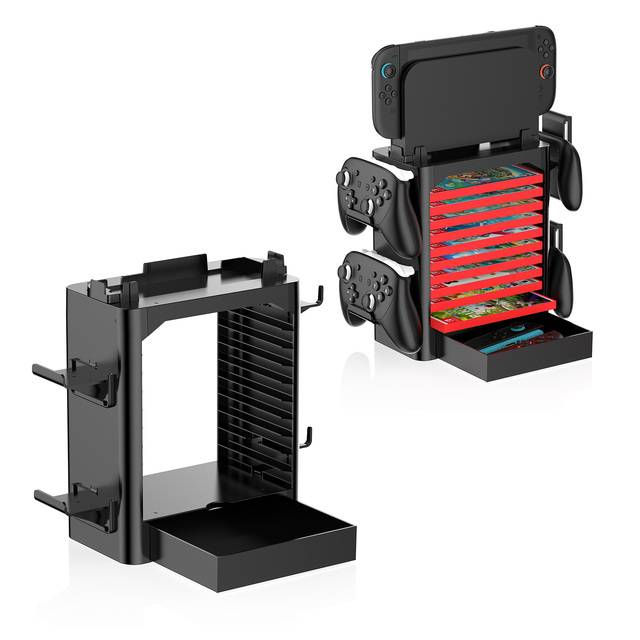 Multifunctional Plastic Game Storage Tower for for 2 CD Disc Card Bracket Stand Shelf JYS-NS153B
