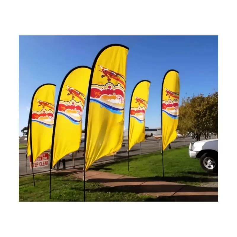 Wholesales Cheap Promotional Outdoor Advertising Tear Drop Beach Feather Flag Beach Square Flags