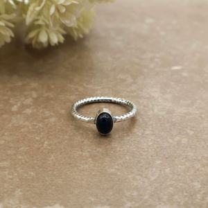 Black Tourmaline Bezel Setting 925 Sterling Silver <b>Dainty</b> <b>Ring</b> with Natural Gemstone for Wedding Engagement Gift - Product Image 4