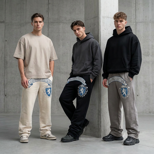 Graphic Screen Print Straight Leg Baggy Fit <strong>Joggers</strong> 100% Cotton Heavyweight Sweatpants Baggy Street Style Lounge Pants Wholesale - Product Image 1