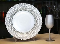Assiettes de présentation en verre de luxe de 33 cm (13 pouces) avec bord doré, style américain, en verre émaillé, pour la location, lot de 100 pièces