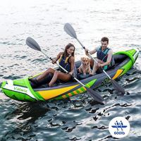 Kayak gonflable robuste en PVC pour 2 personnes avec auvent pare-soleil amovible, auvent solaire toutes saisons, canoë pliable pour lac et rivière