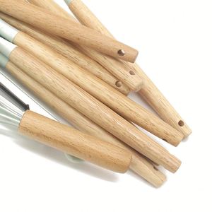 Silicone <b>Cooking</b> <b>Utensils</b> Kitchen <b>Utensils</b> <b>Set</b> 11pcs Wooden Handle Non-Stick BPA-Free Cookware Plastic Round Holder - Product Image 4