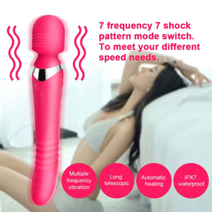 เครื่องกระตุ้นคลิตอริสแบบสองหัวยืดหดได้หลายความถี่ ขายดี ของเล่นทางเพศสำหรับผู้หญิง ไวเบรเตอร์แบบแท่ง - Product Image 3