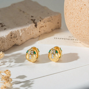 Pendientes de cabeza de serpiente chapados en oro de cobre para mujer, aretes de moda, primavera 2026, origen Yiwu EKA-043 - Product Image 3