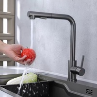 Robinet de cuisine moderne à douchette extractible, avec cartouche céramique, finition brossée, pour usage hôtelier, installation monotrou