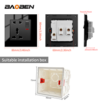 BAOBEN Panneau en verre noir de type 86, interrupteur mural multifonctionnel avec prise USB de type C, adapté à un usage domestique et hôtelier.
