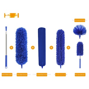 Lot de 9 brosses à plumes en microfibre avec manche télescopique extensible, <span class=keywords><strong>plumeau</strong></span> en <span class=keywords><strong>chenille</strong></span> flexible pour toiles d'araignée avec poils rigides et élastiques - Product Image 5