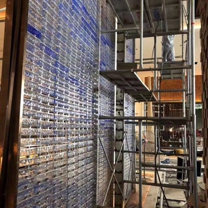 LZX <span class=keywords><strong>Solid</strong></span> Blue Farbe Kunden spezifisches Muster Glas Ziegel Transparentes Glas Flach Umwelt freundlich Feuer beständig Zeitgenössisch Outdoor - Product Image 4