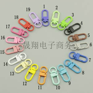 Nouveau porte-clés en métal coloré, peint par pulvérisation et cuivré au four, avec boucle à ressort, en forme de 8, crevette, sac, accessoires de bijoux DIY - Product Image 2