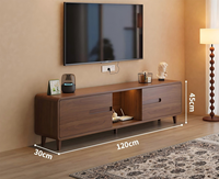 Meuble TV vintage du milieu du siècle en bois avec éclairage LED, meuble audio sur pied pour salon, mobilier nordique