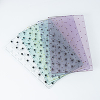 Protège-cahier A6 A7 A8 à feuilles mobiles, 6 trous, en acrylique transparent à pois, coque en plastique transparente pour agenda à 6 anneaux