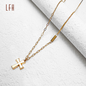 미니멀리스트 십자가 펜던트 목걸이 참 18k 진짜 금 보호 십자가 목걸이 어머니의 날 선물 - Product Image 4