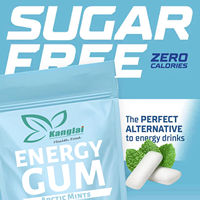 Chewing-gum énergétique à la caféine de haute qualité Service d'emballage de produits en espèces Gomme sans sucre avec une haleine fraîche de plante verte