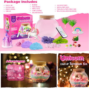 Kit <span class=keywords><strong>de</strong></span> Bricolage Créatif Éducatif <span class=keywords><strong>de</strong></span> Haute Précision : Terrarium <span class=keywords><strong>Licorne</strong></span> Lumineux à LED pour Enfants - Product Image 5